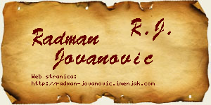 Radman Jovanović vizit kartica